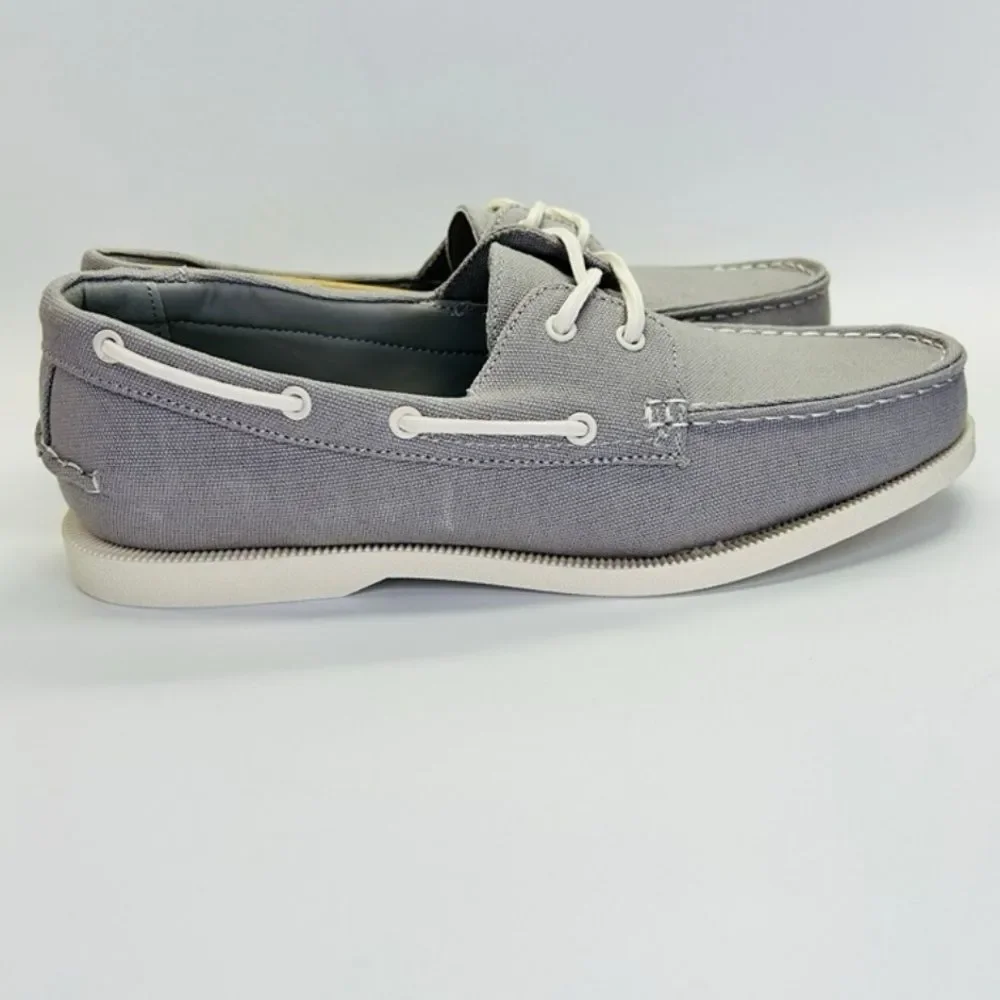 Club Room Men's Elliot Gray Canvas Boat Shoes